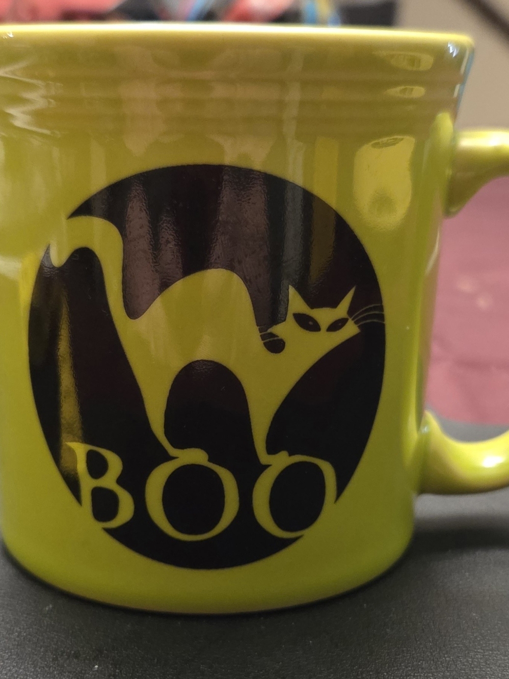 Yellow Cat 'Boo' Ceramic Mug for Cat Lovers